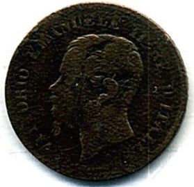 Итальянская монета 1861 года с профилем Виктора-Эммануила 2. (увеличено)Из коллекции Лимарева В.Н.