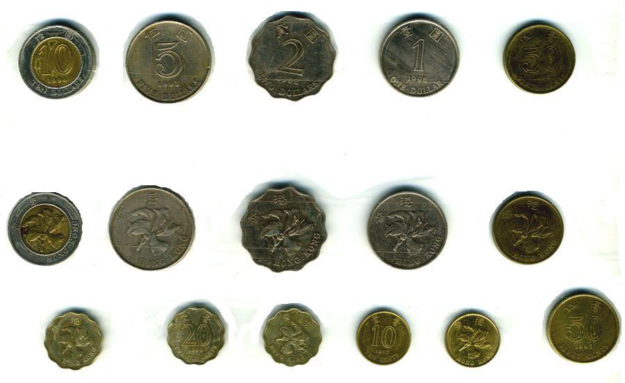 Гонконские доллары и центы, девяностые годы  20 века. (Из коллекции Лимарева В.Н.)