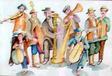 Еврейский оркестр. - картина израильского худ. из г. Цфата. (Фото Лимарева В.Н.)