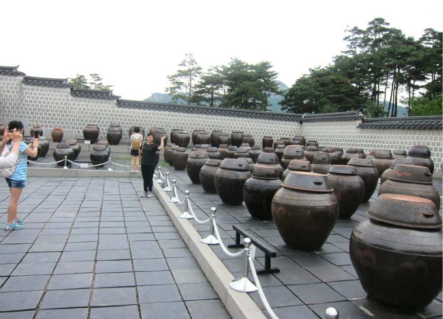 Сосуды для хранения и ферментации пищи королевской семьи. Сеул. Национальный музей. Южная Корея.  (Фото Лимарева В.Н.)