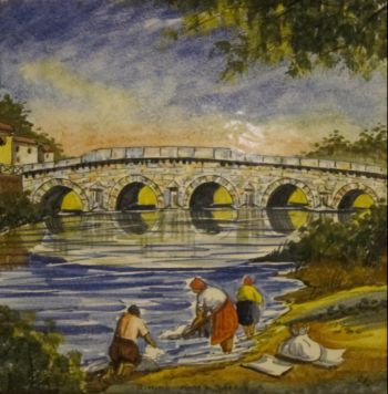 Стирка белья  у моста Цезары  в Рамини. Изразец. Фото Лимарева В.Н. 